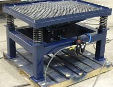 Pneumatic Drive Hopper Top Vibrating Table with removable screen top.